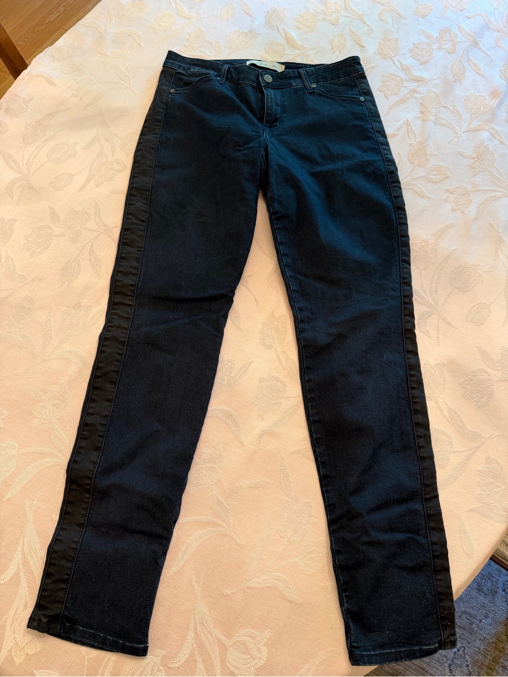 Slim Black Women's Skinny Jeans with black stripe detailing
